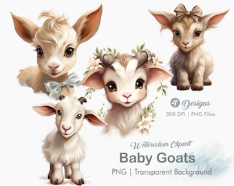 Baby Ziege Clipart, süße Ziege PNG Clipart, Bauernhof Tier Kindergarten, Junk Journal, Scrapbooking, Sublimationsgrafiken, transparente png, Kunstdrucke
