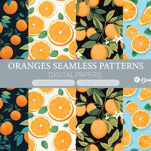 Orange digital paper, Orange Fruits Seamless Pattern, Oranges backgrounds, Citrus Patroon, junk pages, Scrapbook Paper, Wallpaper, Prints