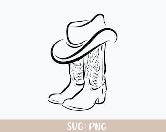 Cowboy boots svg, Western svg, Cowgirl boots png, Cowboy hat svg, Rodeo svg, Country western cut file, Silhouette svg, Cowboy boots clipart