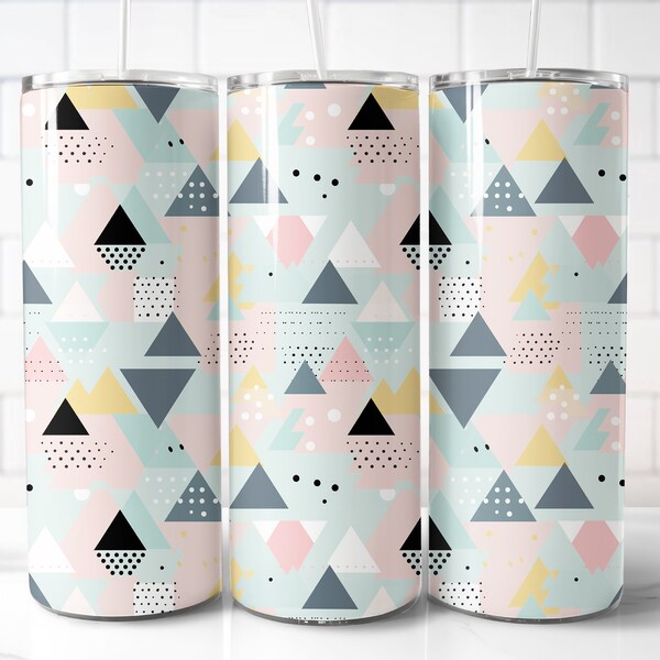 Pastel Geometric 20oz Skinny Tumbler Wrap, Pastel Tumbler Design, Boho Seamless Tumbler Wrap, Sublimation Design, Pattern Wrap Design