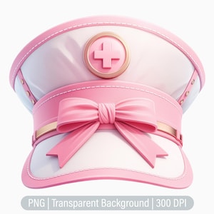 Pink Nurse Hat Clipart, Medical Png, Health Care, Coquette, Junk Journals, Scrapbooking, Printable Sublimation Graphics, Commercial Use