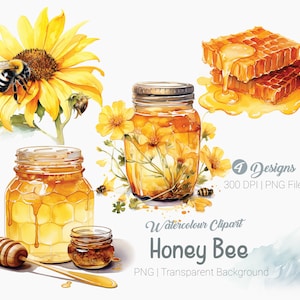 Watercolor Honey Bee Clipart Bumble Bee Honey Comb Bee Clipart