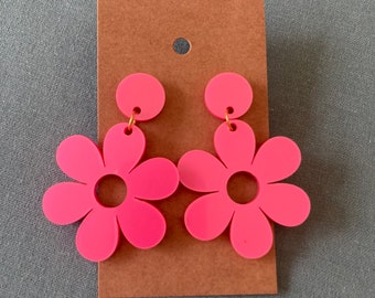 Hot Pink Flower Power Earrings