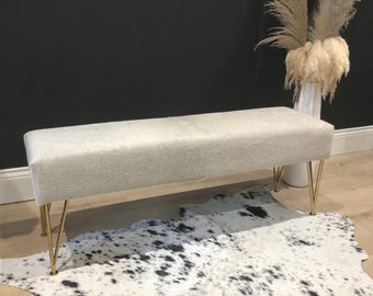 Luxury Cowhide Deep Bench - Grey