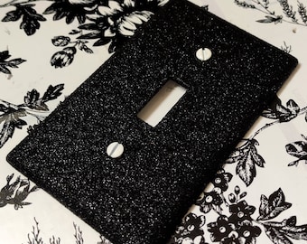 Sparkly Fine Black Glitter Decorative Light Switch Covers & Wall Plates /Glam Goth Home Décor /Cute Dark Gothic Bedroom Bathroom Bling Décor