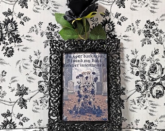 Gothic Skelett Paar gerahmte Kunst: Für immer miteinander verflochten | Gruseliges Valentinstag Geschenk | Handgefertigte dunkel romantische Ewige Liebe 8 "Wanddekor