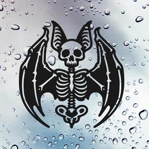 BATTY SKELETON | Spooky Vinyl Bumper Decal | Gothic Car Accessories | Goth Window Accent | iPad/Laptop Decal | Creepy Decal | Bats Sticker