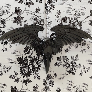 Winged Resin Crow Skull Figurine • Many Colors! • Realistic 3D Raven Skull Wall Hanging • Macabre/Witchy/Goth Décor •Creepy Dark Gothic Gift