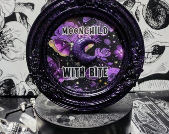 Moonchild with Bite Glitter Frame • Witchy Goth Home Decor