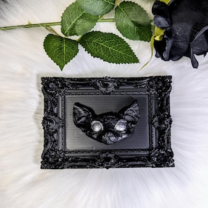 Mini Victorian Gothic Framed Custom Pentagram Sphynx Cat Wall Hanging Plaque | Dark Aesthetic Art | Macabre Goth Décor | Witchy Occult Gift