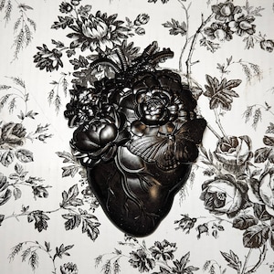 6&quot; Anatomical Human Heart w/ Butterfly+Flowers | Heart Wall Art Hanging | Macabre Science Oddities | Unique Gift |Gothic Home Decor |Anatomy