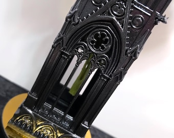 Gothic Cathedral Vase, Dark Academia Flower Bouquet Holder, Dried Botanical Vase, Witchy Occult Altar Centerpiece, Goth Luxury Wedding Decor
