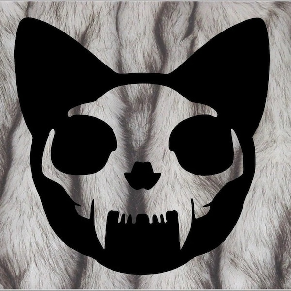 Cat Skull || Custom Vinyl Bumper Sticker || Many Colors || Laptop iPad Decal || Gothic Yeti/Tumbler Decal | Goth Creepy Cute Macabre Sticker