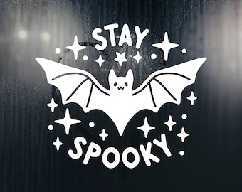 STAY SPOOKY BAT | Vinyl Bumper Decal | Gothic Car Accessories | Goth Window Accent | Witchy Laptop Decal | Creepy Decal | Bats Car Sticker