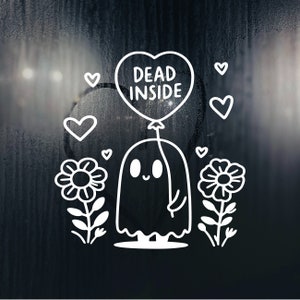 Dead Inside Ghost | Raam-/bumpersticker spookachtig | Gothic auto-accessoire/accent | Ghost-laptopsticker | Heksengotische sticker | Sticker griezelige auto