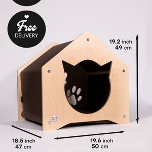 Wooden Cat House: Modern Pet Furniture for Indoor Comfort image 8