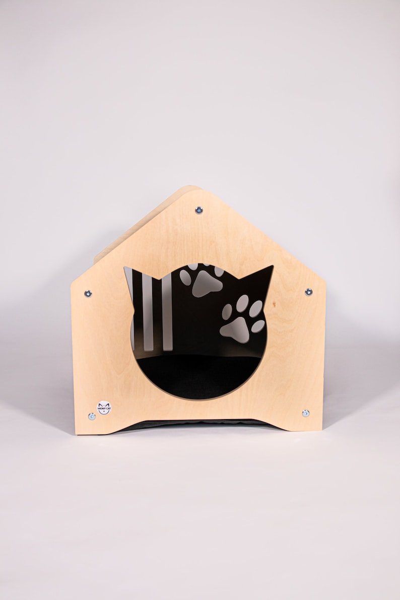 Wooden Cat House: Modern Pet Furniture for Indoor Comfort image 6