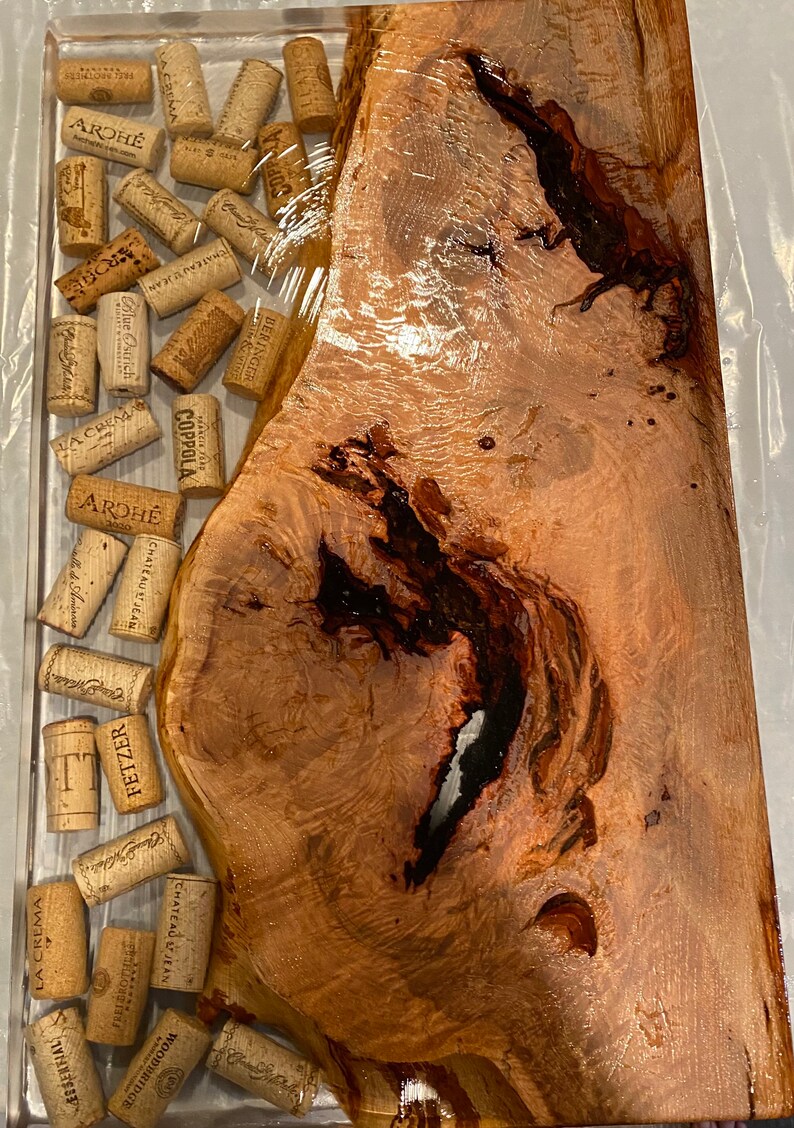 Custom Wine Cork Epoxy Charcuterie Board Epoxy Serving Tray Etsy