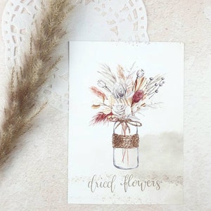DIN A6 Karte Trockenblumen Handlettering