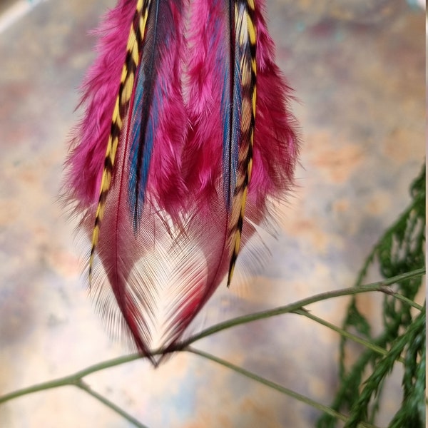 Boucles d’oreilles Real Feathers / lancettes de coq naturelles / plumes de chinchilla / cadeau pour elle / bijoux faits à la main / boucles d’oreilles personnalisées / cadeau pour enfants