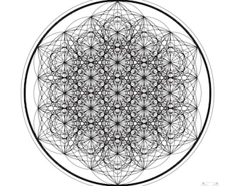 Metatron's Cube/Flower Of Life Study 2 - Sacred Geometry - Geometry - Crystal Grids - Prints - Metatron's Cube - Meditation - Flower Of Life