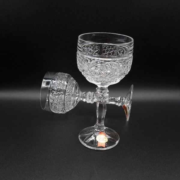 Anna Hütte 24% lead crystal wine glasses, Roman glasses, handmade, West Germany.