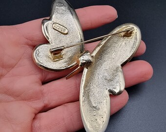 Broche Papillon Vintage En émail Bicolore Orena Paris - Très Bon état