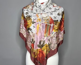 Loredano vintage silk scarf, vintage silk square.