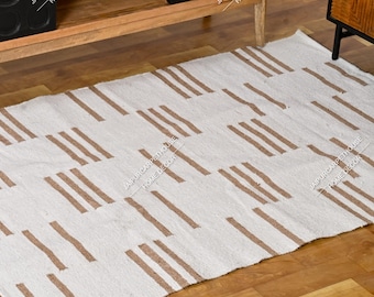 Natural cotton jute rug Handwoven Jute Cotton Dhurrie Rug – Natural Fiber Accent Home Décor, Natural Fiber Area Rug with  natural strips