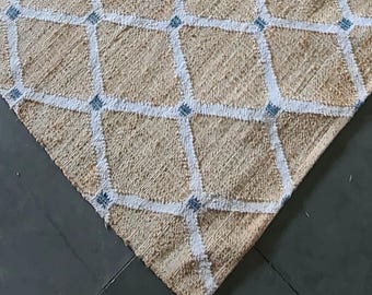 9X12,8x10Ft Jute Rug Ivory diamond  Natural Jute High Quality Hand Woven best Quality Boho Style Rug Moroccan Nordic Rug Bohemian Decor Rug