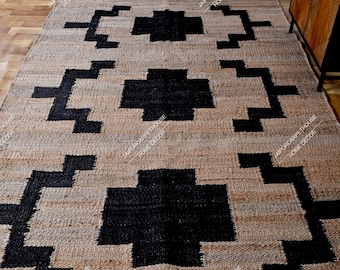 Handwoven Natural Jute Rug, Handmade Hemp Rug Custom Size Rug Vintage Area Rug Organic Fiber Rug Kitchen Rug Bohemian Rug Outdoor Boho Rug