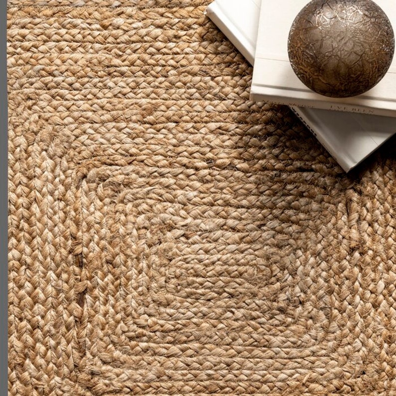 Indian natural Beige Scandinavian rug. Pattern Hemp Jute Rug. Ivory&Beige Rug. Handwoven Rug. 100% Natural Rug