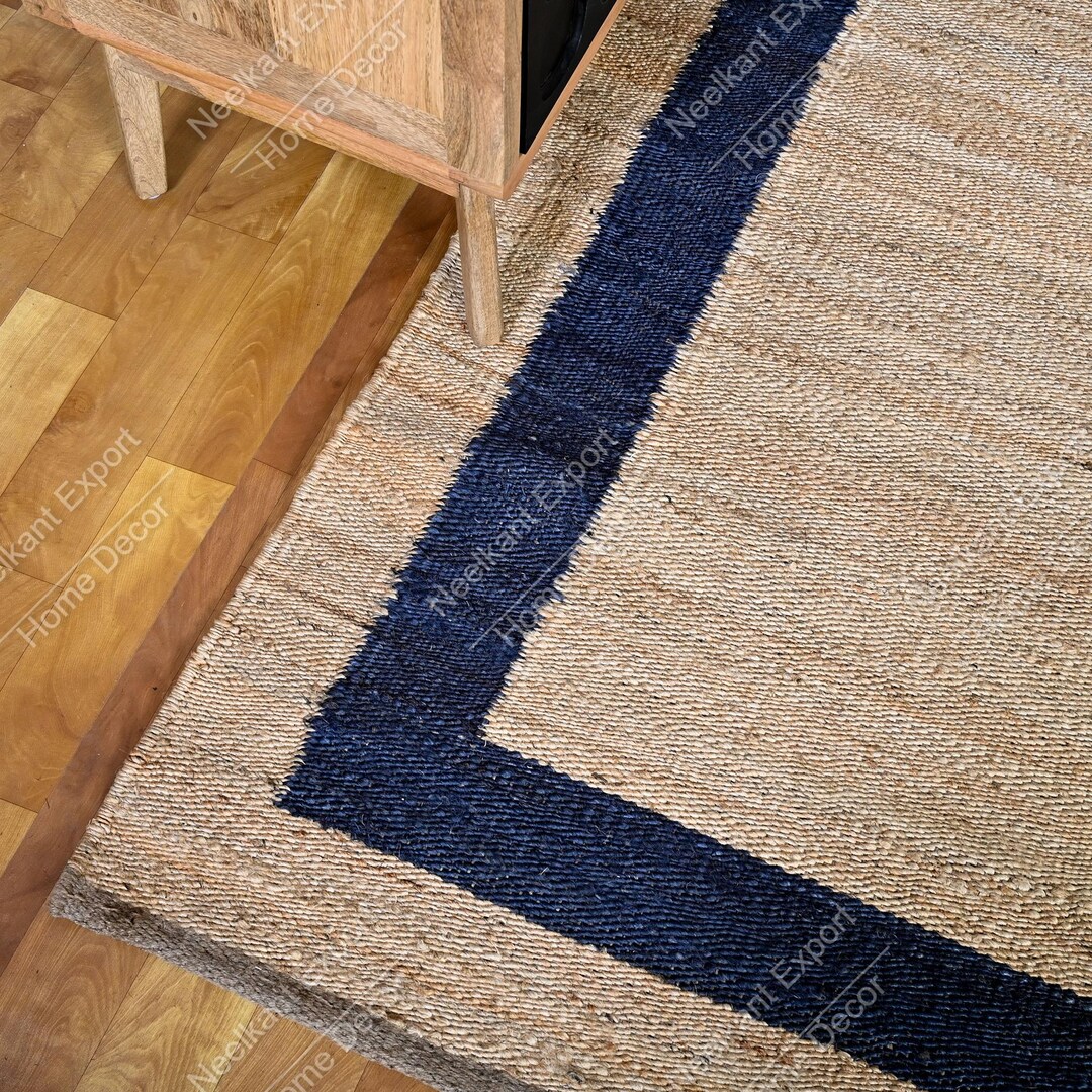 Handwoven Boho Decor Hemp Jute Rug With Stripes Hemp Rug for Home and ...