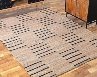 5x8 Ft Handmade Natural Hemp Rug, Handwoven Hemp Area Rug, Natural Fiber Hemp Runner Rug, Handloomed Rug, Bohemian Rug, Custom Size Rug