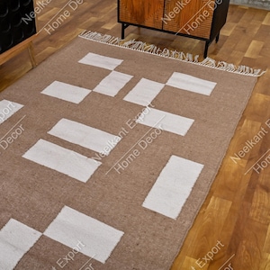 9X12,8 x 10 Ft Naturwolle Jute Elfenbein Massiv Schlicht Hochwertige Handgewebte Premium Qualität Boho Style Teppich, Marokkanischer Boho Decor Teppich.