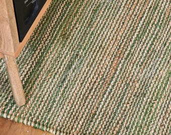 Handwoven Hemp Rug Dhurrie, Hemp Rug For Hallway Rug  Natural Jute Hemp Hand Braided Rug, Hemp Jute Rug, Jute Bed Side Rug, Jute Area Runner