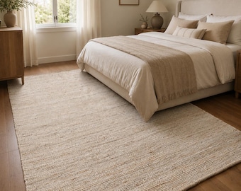 6x9,8x10ft White and Natural Hemp Jute Rungs-Extra Large Jute Rugs Jute Rugs ,checkerboard jute Rug, Large Area Hemp Rug For Hallway Rug