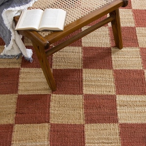 Handmade Natural Jute Rug-Natural Jute red High Quality Hand Woven-Red and tan jute outdoor-Solid red Hemp Jute Area