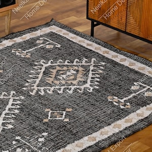 9X12,8x10Ft Jute Rug White flower  Natural Jute High Quality Hand Woven best Quality Boho Style Rug Moroccan Nordic Rug Bohemian Decor Rug