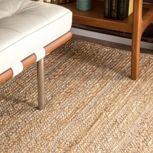 Indian Beige Scandinavian rug. Pattern Hemp Jute Rug. Ivory & Beige Rug. Handwoven Rug. 100% Natural Rug