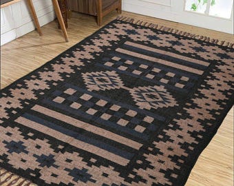 Hand Woven Wool Kilim Rug Vintage Runner Rug Custom Size Living Room Rug Handmade Jute Rug Peruvian Rug Washable Rugs Bedroom Rug Area Rug