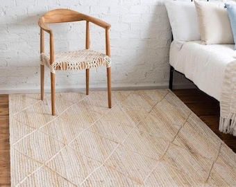 Natural Jute Braided Handmade Natural Jute Rectangle Rug Eco Friendly Pure Vegan Living Room Jute rug area rug Jute rug Warm Rug