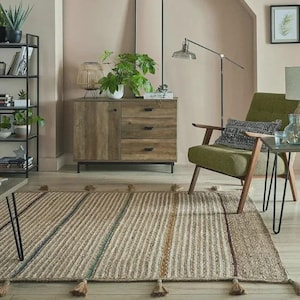 Alfombra de yute trenzado a mano de fibra natural de 8 x 10 y 9 x 12 pulgadas, estilo bohemio, grande, ecológica y de aspecto terroso, de tamaño personalizado.