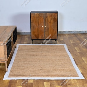6x9, 8X10 Indian Handmade Solid Natural Jute Braided Rug Custom Size Living Room Rug Warm Vintage Rug Rectangle Jute Carpet Turkish Boho Rug