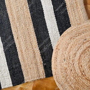 Hand Loomed Natural Jute Hemp Runner/Rug, Braided Jute Runner, Large Area Jute Rug, Custom Size Vintage Rug, Decorative Rugs,Boho Rug