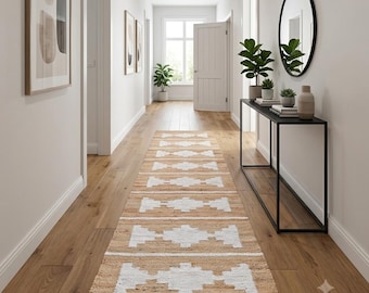 Alfombra de cáñamo para pasillo, alfombra de yute hecha a mano, alfombra vintage, alfombra personalizada, alfombra de fibra natural para cocina, alfombra para pasillo exterior, alfombra bohemia, alfombra tejida para sala de estar.