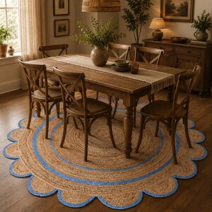 Tapete redondo de vieira, tapete redondo feito à mão de juta recortada, tapete vintage de juta natural trançado, tapete de pano boho indiano, decoração ecológica para casa