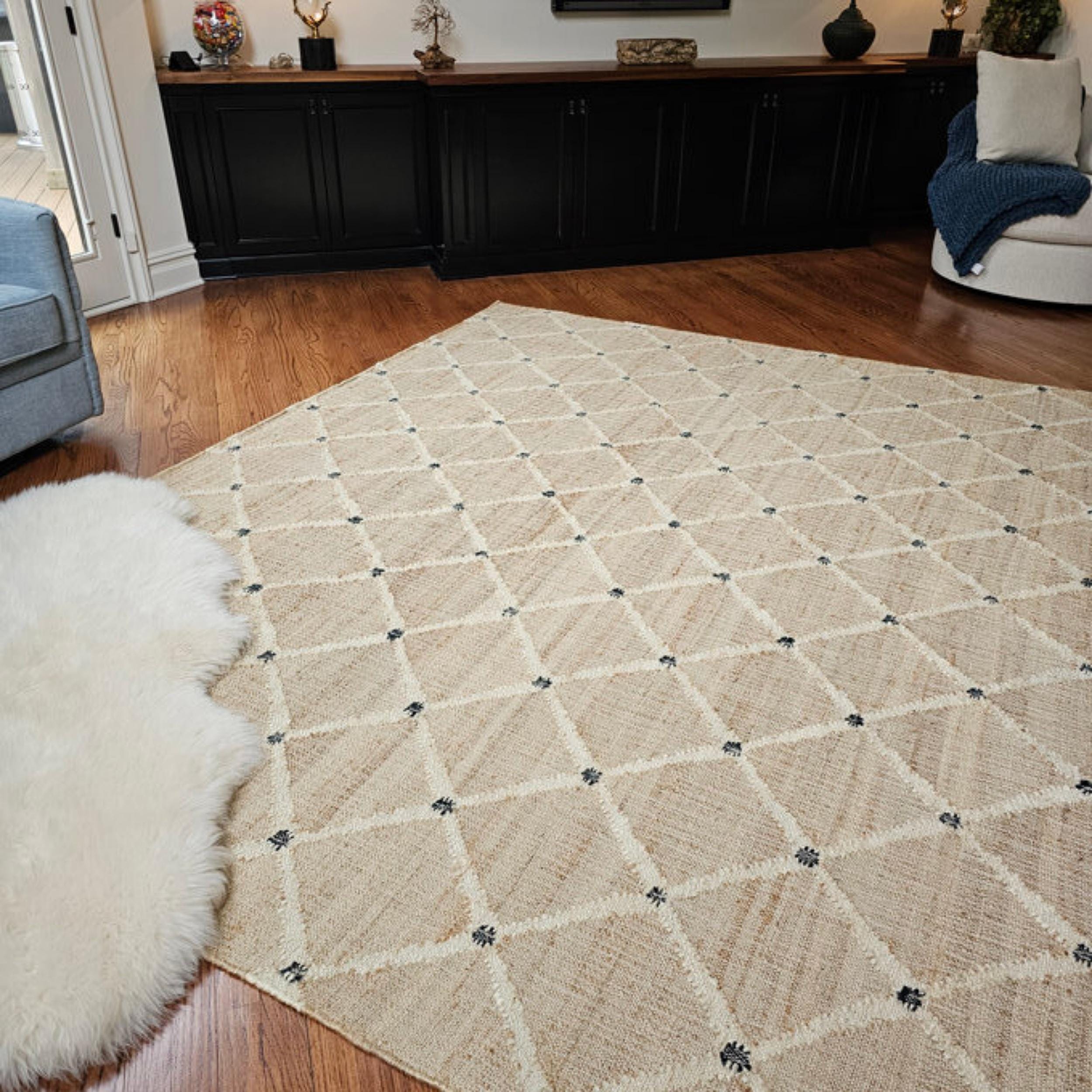 9X12,8x10Ft Jute Rug Ivory diamond Natural Jute High Quality Hand Woven best Quality Boho Style Rug Moroccan Nordic Rug Bohemian Decor Rug