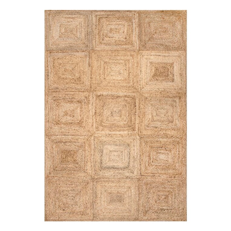 Indian natural Beige Scandinavian rug. Pattern Hemp Jute Rug. Ivory&Beige Rug. Handwoven Rug. 100% Natural Rug
