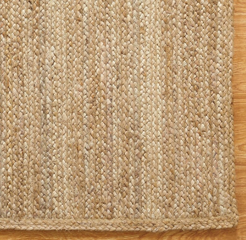 Indian Beige Scandinavian rug. Pattern Hemp Jute Rug. Ivory & Beige Rug. Handwoven Rug. 100% Natural Rug